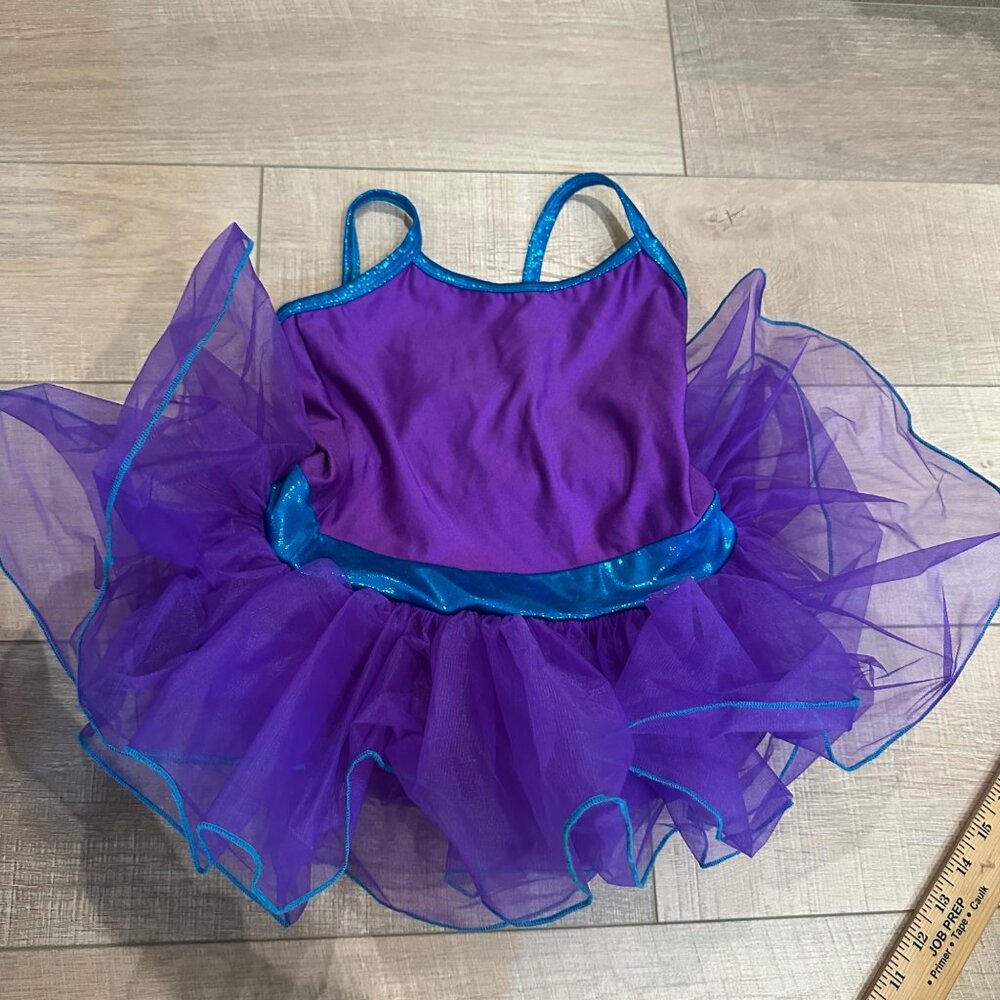 A WISH COMEN TRUE GIRLS MEDIUM CHILD PURPLE BLUE COMPETION DANCE COSTUME 19127